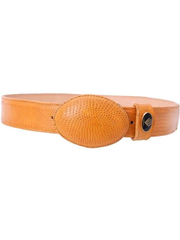 White Diamond Lizard Belt Buttercup Leather Lining Genuine Handmade 1 1/2" Wide Removable Buckle