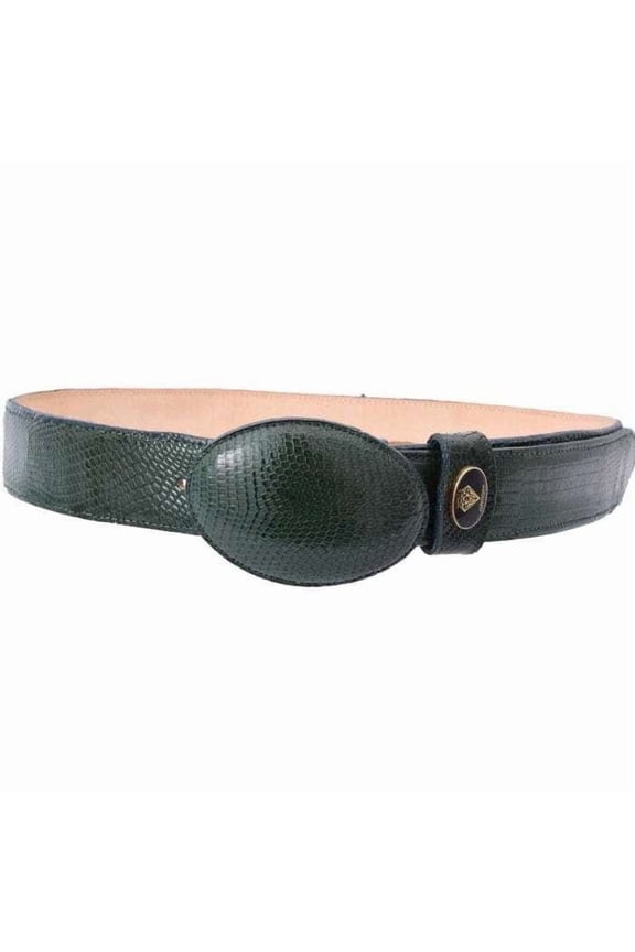 White Diamond Lizard Belt Green Leather Lining Genuine Handmade 1 1/2" Wide Removable Buckle