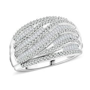 SHOP LC White Diamond Mix 925 Sterling Silver Cluster Ring for Women Jewelry Birthday Gifts Size 7 Ct 1