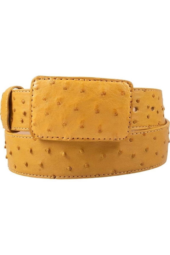 White Diamond Ostrich Belt Buttercup Leather Lining Genuine Handmade 1 1/2" Wide Removable Buckle