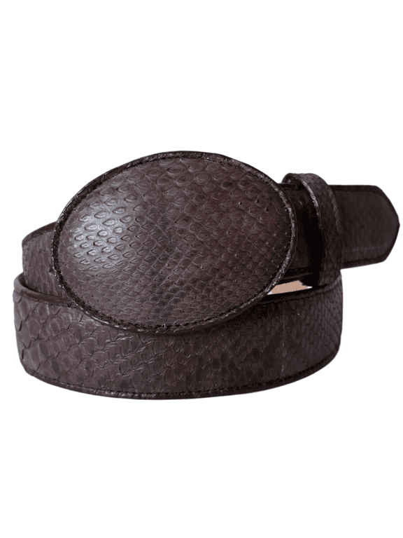 White Diamond Sueded Python Belt Brown Leather Lining Genuine Handmade 1 1/2"