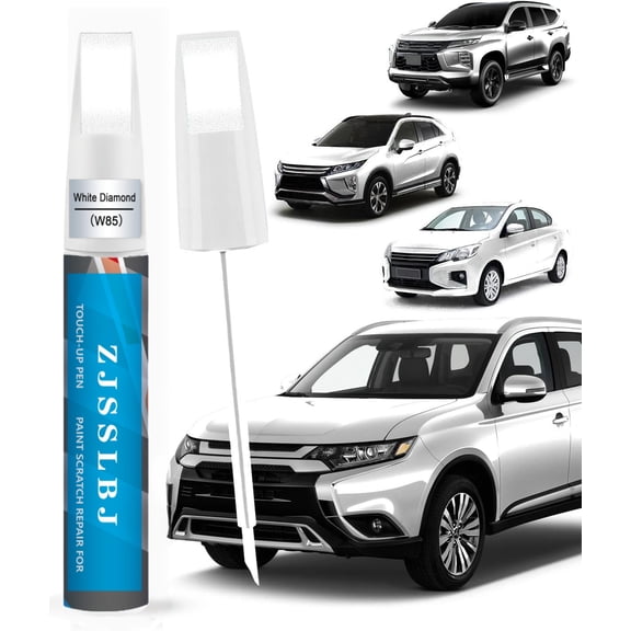 White Diamond (W85) Touch Up Paint Compatible with Mitsubishi Exact Match 2 in 1 Touch up Paint for Chips and Nicks Repair with 2pcs Disposable Micro Applicators
