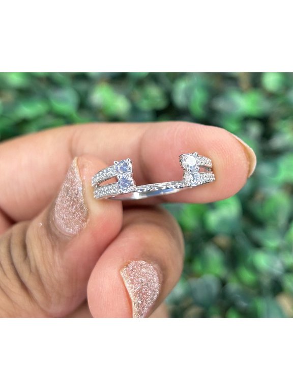 White Diamond Wedding & Engagement Ring - 14k White Gold Finish Over Bridal Wrap Guard