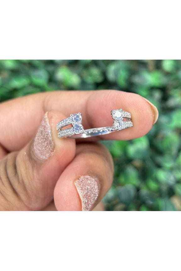 White Diamond Wedding & Engagement Ring - 14k White Gold Finish Over Bridal Wrap Guard