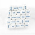 thumbnail image 1 of White Dice Blue 1 - 6 Word Numbers D6 20mm (25/32 inch) Pack of 40 Koplow, 1 of 1
