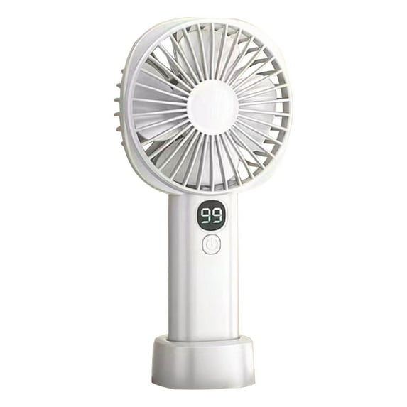 White Digital Display Handheld Fan 5 Speeds Usb Rechargeable Turbo Wind ...