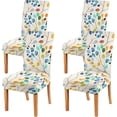 thumbnail image 1 of White Dining Chair Covers Set of 4,Color Leaves Stretch Parsons Chair slipcovers,Kitchen Spring Summer Decor Chair Seat Cover Protectors(Colorful Leaf,4 Pack), 1 of 6