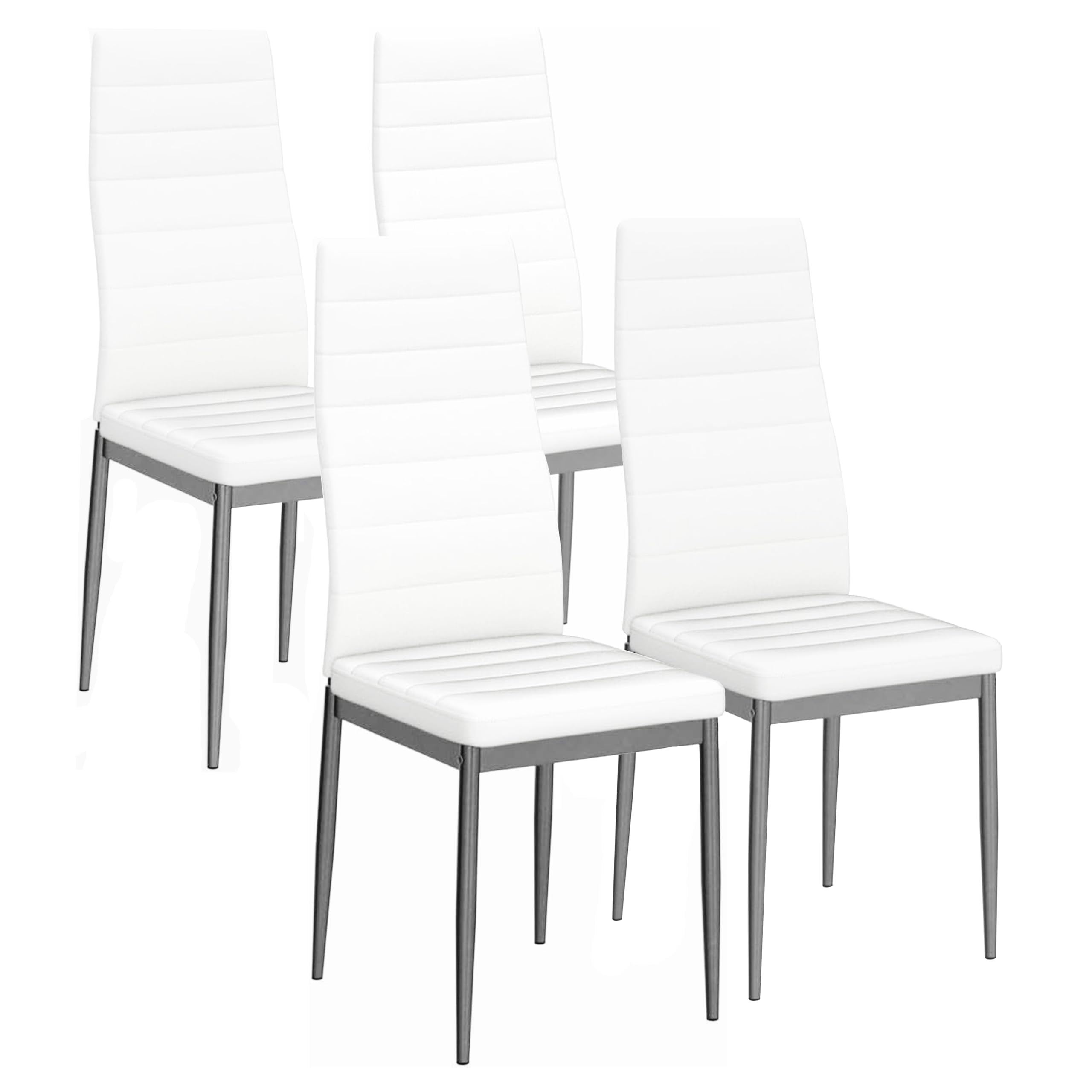 White Dining Chair Set of 4, Leather Dining Chairs with Curved Back — free download