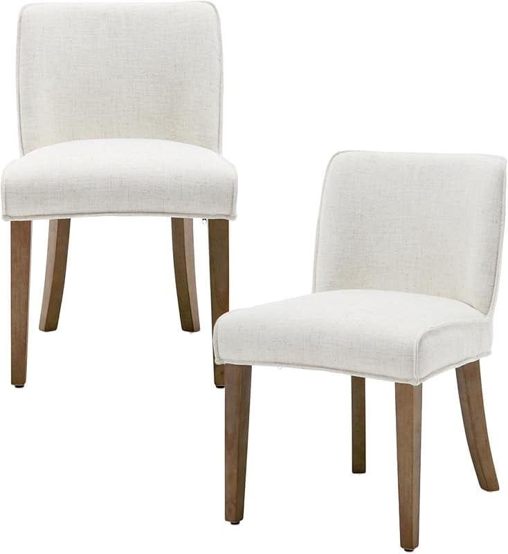 White Dining Chairs Set of 2 Farmhouse Kitchen Chairs with Wood Legs ...