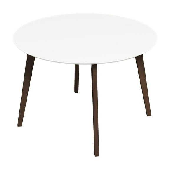 White Dining Table - 4 Oval Solid Wood Construction. Mid-century Modern, Dark Walnut Base, Cleanliness-boosting Top. 43"x43"x29.5", 50.31 Lb (white) For Dining. Cleanable Surface 4.