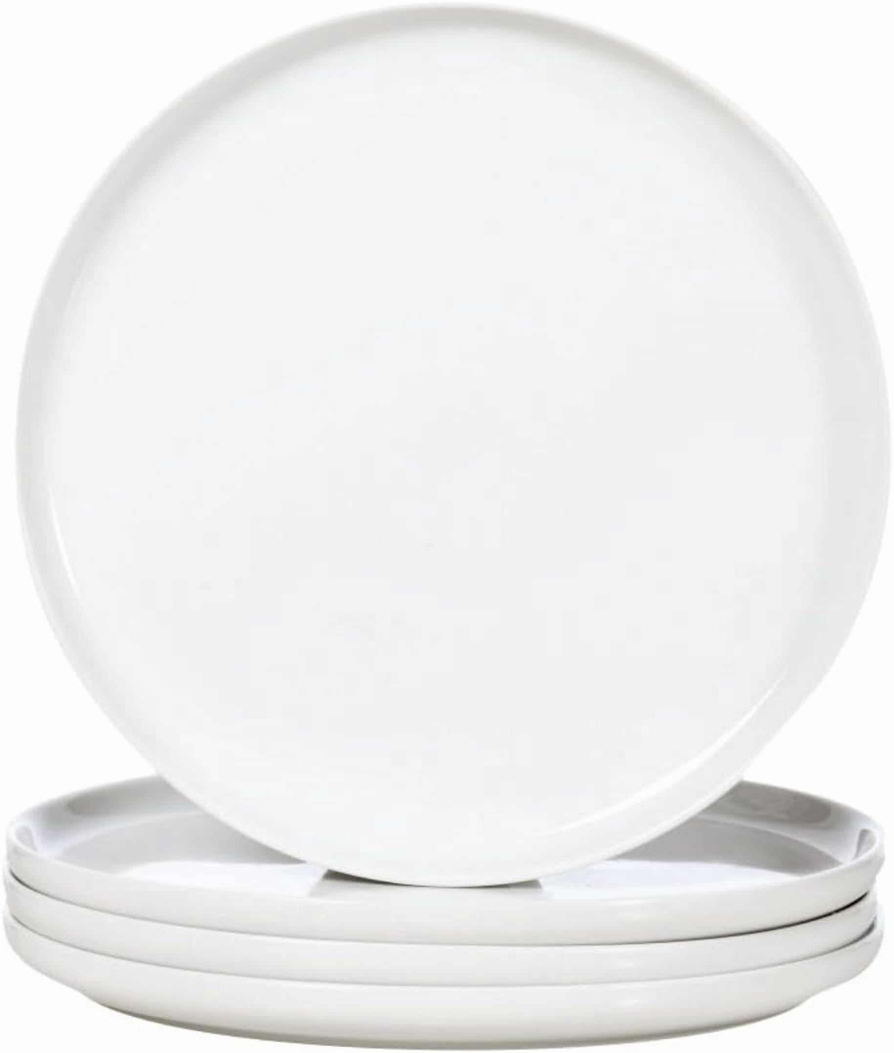 White Dinner Plates Set of 4, Ceramic Dining Plates 10.5 inch, Large ...