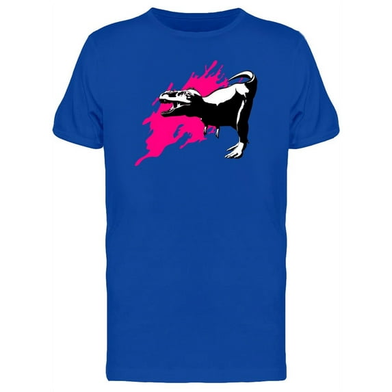 White Dino 3D Art Pink Brush T-Shirt Men -Image by Shutterstock, Male 3X-Large