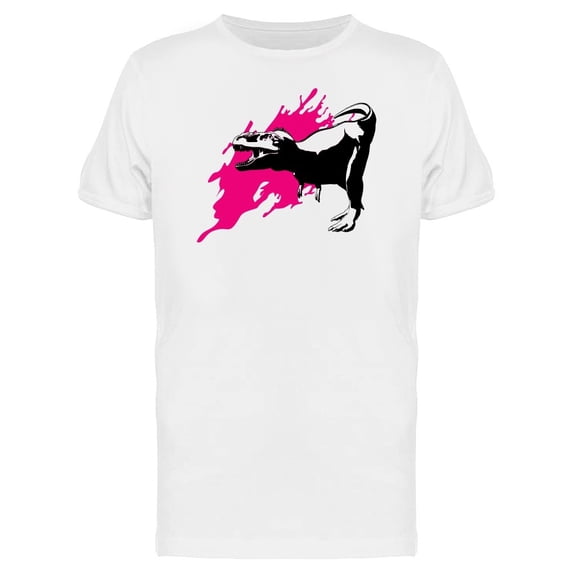 White Dino 3D Art Pink Brush Tee Men's -Image by Shutterstock