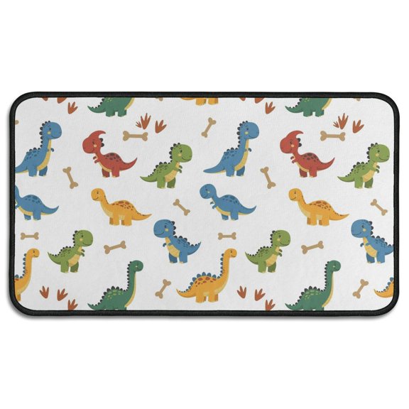 White Dinosaurs Bones Footprints Pattern Door Rugs,Washable Non Slip Door Mats Indoor,Decorative Door Mats,Entry Mat Indoor for Entrance,Bedroom,Kitchen,Bathroom,30"x17"