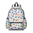 thumbnail image 1 of White Dinosaurs Colorful Species Pattern Cute School Backpack with Padded Back and Adjustable Shoulder Straps 13.4"x11"x4.7", 1 of 5