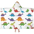 thumbnail image 1 of White Dinosaurs Colorful Species Pattern Hooded Bath Towel，60"x35" for Ages 3 To 12 Kids, Quick Dry Lightweight Soft Microfiber Hood Beach Towel Cover Up for Kids, 1 of 7