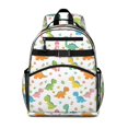 thumbnail image 1 of White Dinosaurs Flowers Pattern Cute School Backpack Bag for School with Padded Back and Adjustable Shoulder Straps 15.25"x11.5"x5.25", 1 of 5