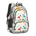 thumbnail image 1 of White Dinosaurs Flowers Plants Pattern Cute School Backpack Bag with Padded Back and Adjustable Shoulder Straps 16.9 X 12.6 X 5.9 Inches, 1 of 5