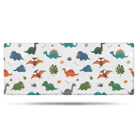 White Dinosaurs Fossils Plants Pattern Bathroom Rugs Mat,Non Slip Microfiber Bathroom Rug,Rubber Backing,Soft Bathroom Mats for Bathroom Floor,Tub and Shower,60x24in(150x60cm)