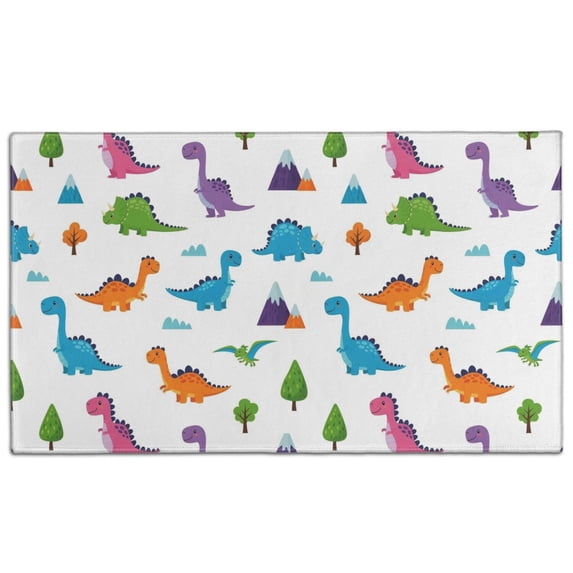 White Dinosaurs Landscapes Pattern Door Rugs,Washable Non Slip Door Mats Indoor,Decorative Door Mats,Entry Mat Indoor for Entrance,Bedroom,Kitchen,Bathroom,17"x30"