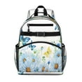 thumbnail image 1 of White Flower Butterfly Pattern Backpack for School,Cute School Bag,Schoolbag with Adjustable Shoulder Straps & Padded Back,15.25"x11.5"x5.25", 1 of 5