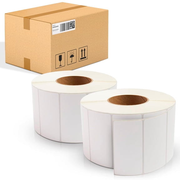 Thermal Labels Roll Polypropylene Perforated White 10380 count 4 x 2 in with 3 in Core