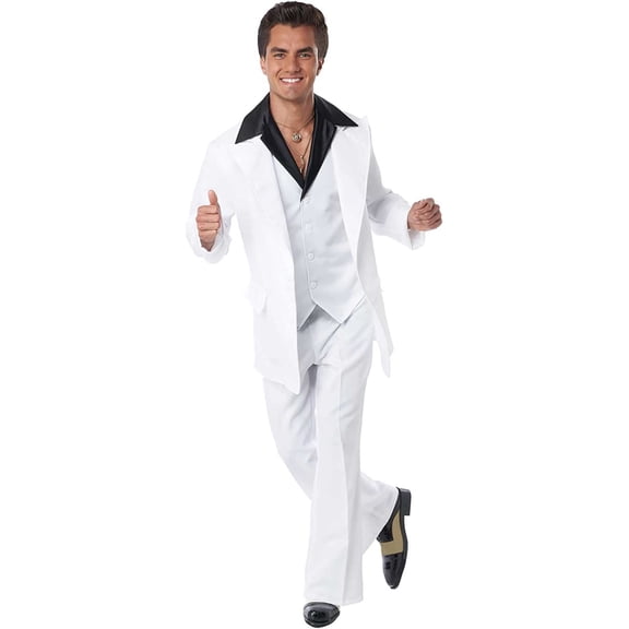 White Disco Suit Night Fever Adult Mens 70's Costume size XL