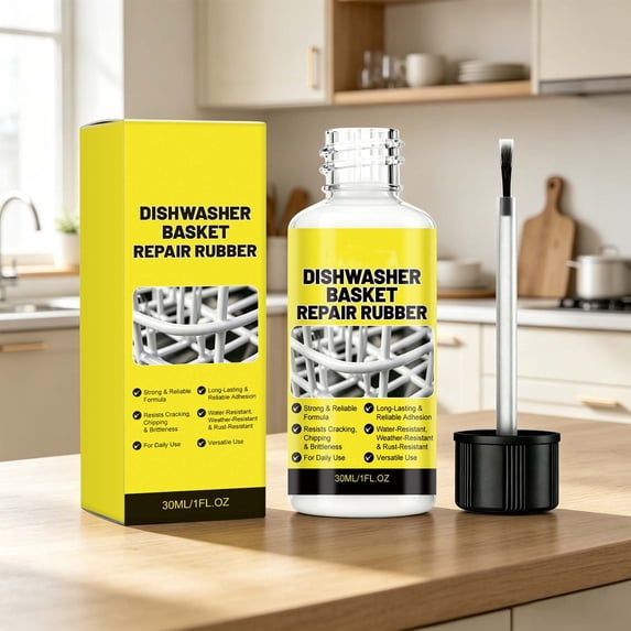 White Dishwasher Rack Repair Coating 30ML with Built-In Brush, Waterproof & Rustproof Vinyl Coating for Chipped, Cracked or Peeling Dishwasher Basket Prongs, Oven & Refrigerator Rack Repair