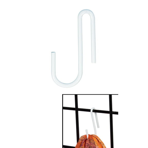 SSWBasics White Display S Hook for Wire Grid - pack of 50