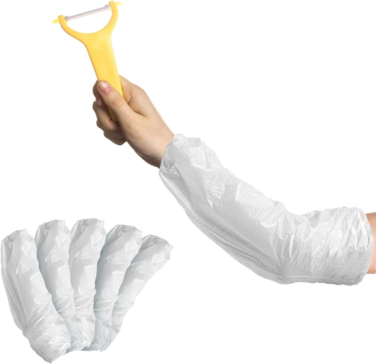 White Disposable Arm Sleeves, 18 Inches. 100 Pack Disposable Sleeve