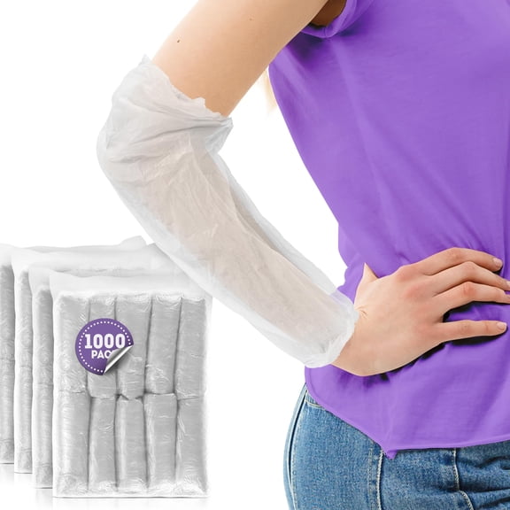 Disposable Arm Sleeves Waterproof Polyethylene Material White 1000 count 18 in