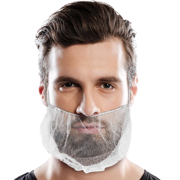 White Disposable Beard Nets, Nylon Food Service Mesh, 100 Count, 18 in
