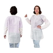 White Disposable Lab Coats, 40 GSM SMS with 3 Pockets, 100 Count, Medium
