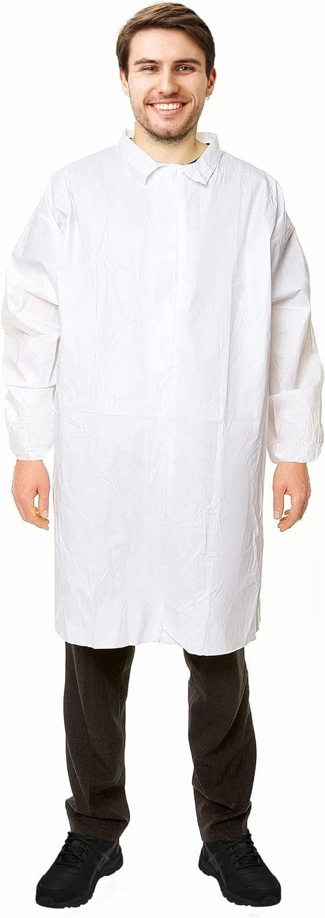 White Disposable Lab Coats for Adults Medium Size, Medical Isolation