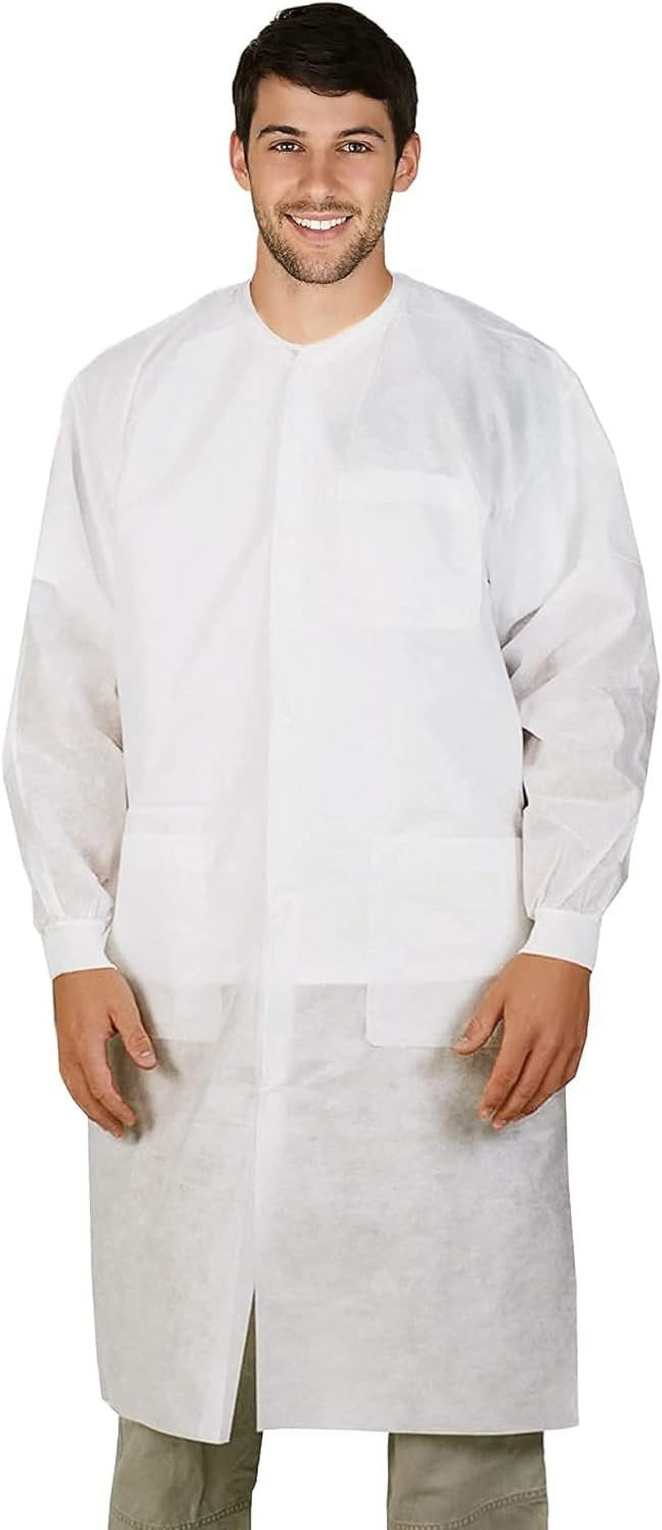 White Disposable Lab Coats for Adults, Small. 50 Pack Medical PPE Coat