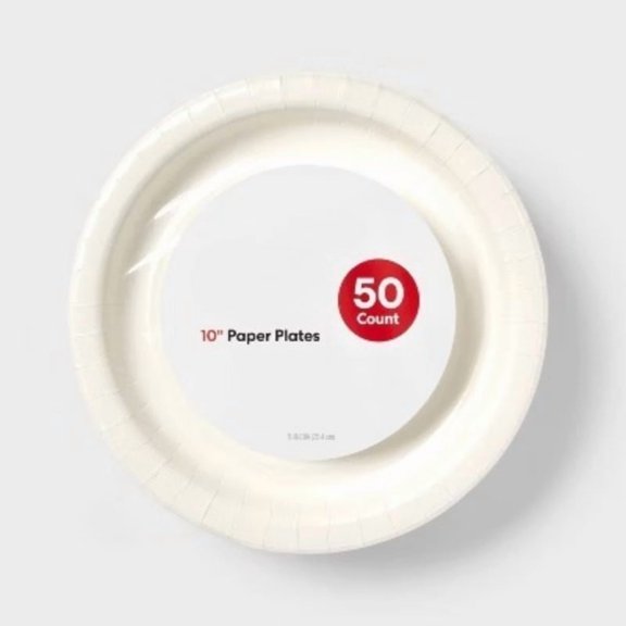 50ct 10 Inch White Disposable Paper Plates for Everyday Use
