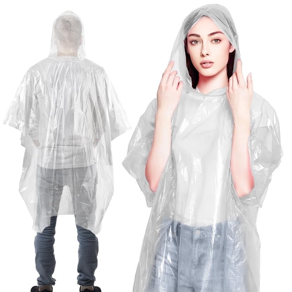 Abc Pack & Supply White, Disposable Rain Ponchos with Hood, Individually Packaged, Polyethylene .02Mm, 200 Count