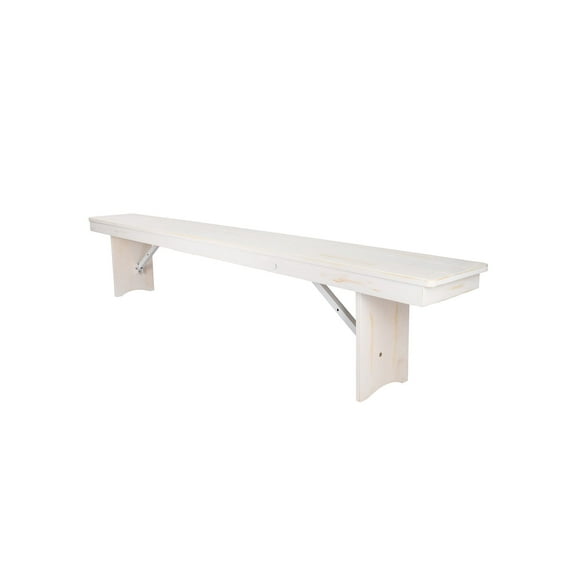 White Distressed 8ft Rectangle Farmhouse Table Bench by Chivari