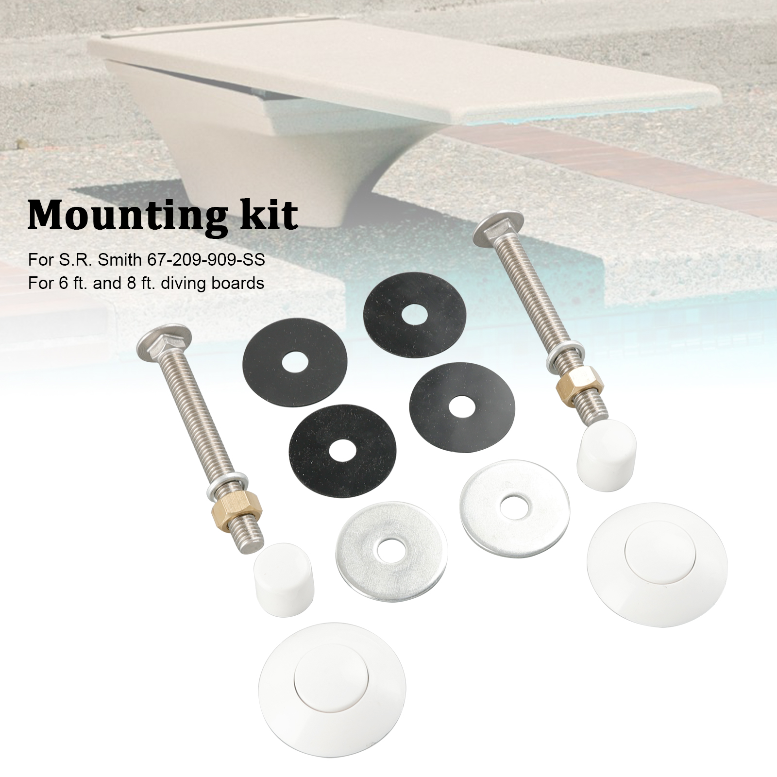 White Diving Board Mount kit 67209909SS 51/2"Bolts 11/4&2"f/w