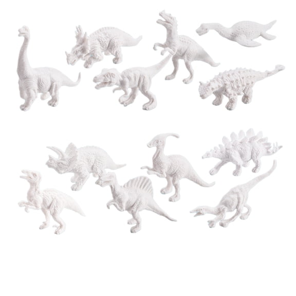 White Diy Toys Painted Dinosaur Molds Containing 12 Dinosaurs Childrens Drawing Doodling Art Craft Kit With Paint