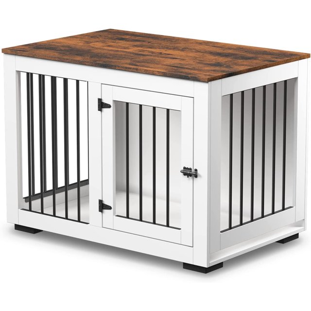 White Dog Crate Furniture for Medium Dogs Up to 40 lbs. Decorative