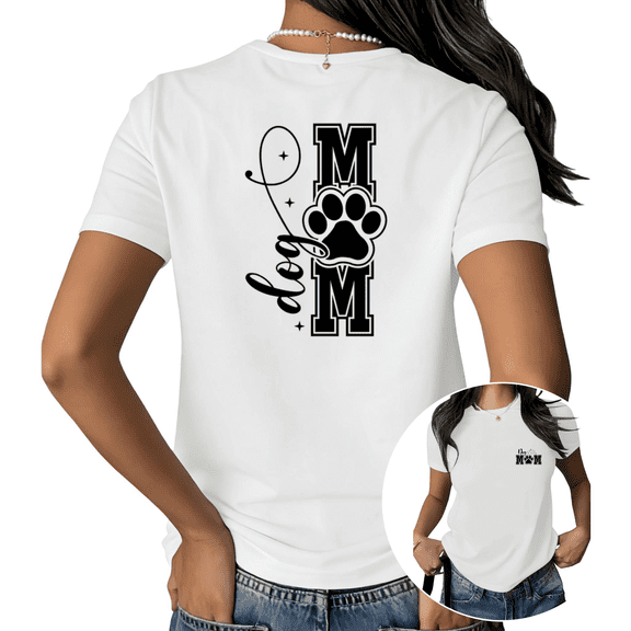 White Dog Mom Paw Graphic Print Tshirt Graphic Tees Shirts Cute Dog Lover Gift Mothers Day Pet Owner Casual S 5XL Tops