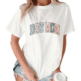 thumbnail image 1 of White Dog Mom Varsity Floral Script Tshirt Graphic Tees Shirts Mother's Day S-5XL Tops, 1 of 5