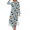thumbnail image 1 of White Dog Paw Casual Dress Animal Paws Print Street Style Dresses Long Sleeve Elegant Women V Neck Casual Big Size Chiffon Dress, 1 of 7