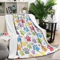 thumbnail image 1 of White Dog Paw Footprint Blanket,Comfortable Soft Lamb Wool Throw Blanket,All Season,Warm Lightweight Blankets for Sofa Bed Couch Living Room Chair,60"x80", 1 of 4
