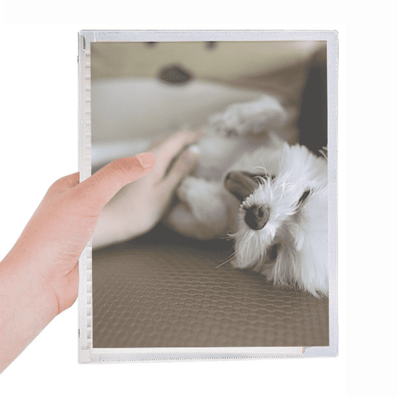 White Dog Pet Animal Cute Photo Notebook Loose Diary Refillable Journal Stationery