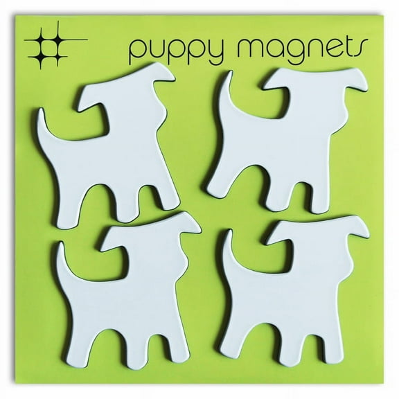 White Dog Puppy Magnets Set of 4 by Three By Three Seattle