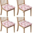 thumbnail image 1 of White Dogs and Flowers Seat Covers for Dining Room Chairs Set Of 4,Stretch Printed Washable Chair Seat Cover with Elastic Ties and Button,Removable Waterproof Couch Cushion Covers, 1 of 6