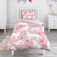thumbnail image 1 of White Dogs and Flowers Duvet Cover and Pillowcase Set for Single Bedding, Bedroom Accessories for Kids Teens, 1 of 5