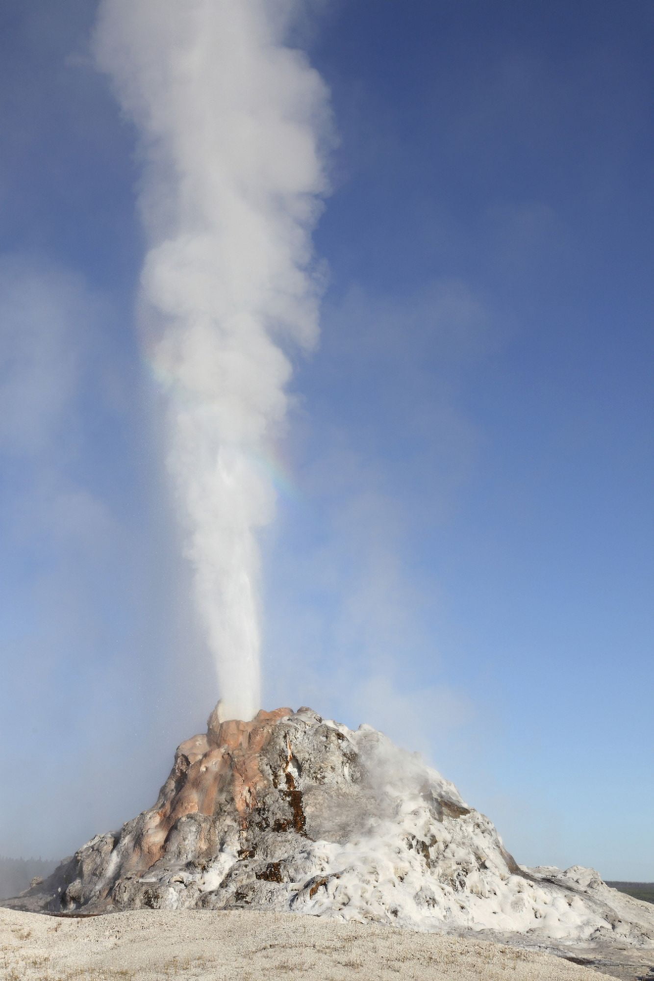 White Dome Geyser erupting Upper Geyser Basin geothermal area Yellowstone National Park Canvas Art - Richard RoscoeStocktrek Images (12 x 18)